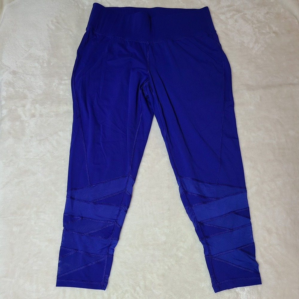Livi Leggings Active Size 18 20 Blue Purple Lace Cropped 3/4 Pocket